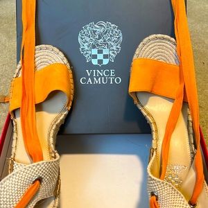 Vince Camuto NWT lace up orange summer espadrilles. Summer style🍊